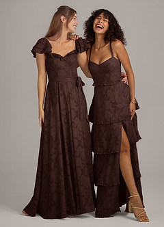 Azazie Aricella Bridesmaid Dresses Ganache A-Line Corset Floral Burnout Dress image2