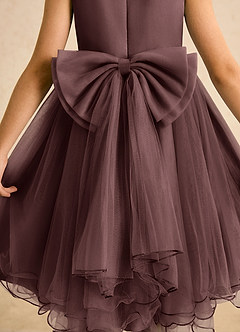 Azazie Lass Flower Girl Dresses Espresso A-Line Bow Tulle Dress image6