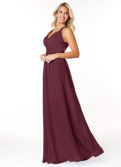Azazie Ashia Brautjungfernkleider A-Linie Plissee Chiffon Kleid Cabernetrot image3