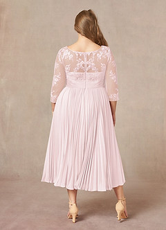 Azazie Tutu Mother of the Bride Dresses Blushing Pink A-Line Boatneck Lace Chiffon Dress image8