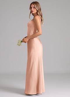 Azazie Suttona Brautjungfernkleider A-Linie Plissee Stretch-Satin Kleid Roségold image5
