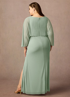 Azazie Ysabella Mother of the Bride Dresses Dusty Sage Mermaid Pleated Mesh Dress image2