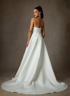 Azazie Adimaris 웨딩드레스 A라인 새틴 채플 트레인 드레스 image8