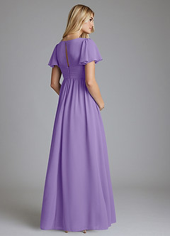 Azazie Verna Maternity Bridesmaid Dresses A-Line V-Neck Ruched Chiffon Floor-Length Dress image2