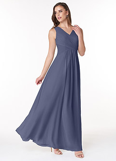 Azazie Flora Bridesmaid Dresses Stormy A-Line Pleated Chiffon Dress image4