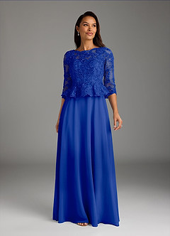 Azazie Averie Mother of the Bride Dresses Royal Blue A-Line Boatneck Sequins Chiffon Dress image6