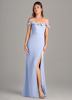 Azazie Callie Bridesmaid Dresses Ice Mermaid Side Slit Chiffon Convertible Dress image7