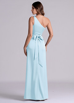 Azazie Philana Brautjungfernkleider A-Linie One-Shoulder Stretch-Satin Kleid Himmelblau image5