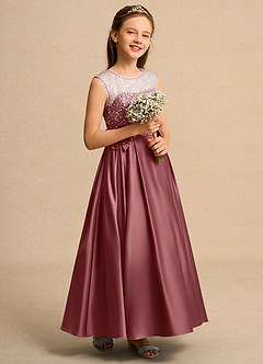 Azazie Candy Girl Jurken voor bloemenmeisjes Baljurk Jurk van Mat Satijn Boog Amethist image5