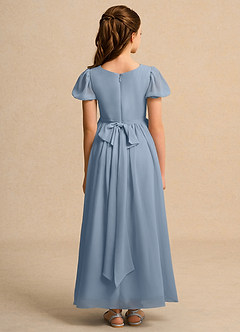 Azazie Joss Flower Girl Dresses Dusty Blue A-Line with Sleeves Chiffon Dress image9