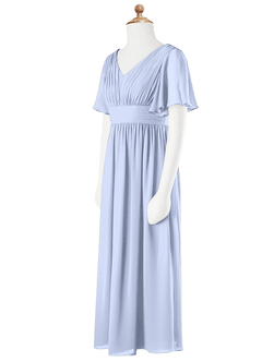 Azazie Temeka Junior Ice A-Line Pleated Chiffon Dress image6