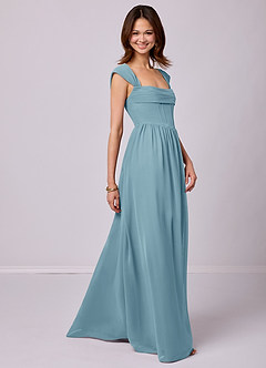 Barbie ♥ Azazie Bridesmaid Dresses Moody Blue A-Line Corset Chiffon Dress image3