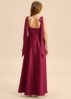 Azazie Halley Junior Klä av A-Line i Stretch Satin Rosett image2