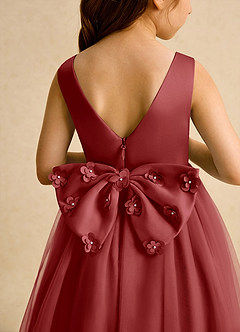 Azazie Malva Flower Girl Dresses Rust Ball-Gown Bow Tulle Dress image6