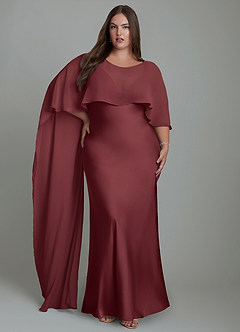 Azazie Stefania Brautjungfernkleider A-Linie Stretch-Satin Kleid Merlot image9