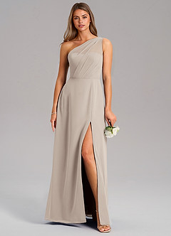 Azazie Phaedra Bridesmaid Dresses Frost A-Line One Shoulder Chiffon Dress image3