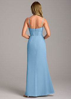 Azazie Chantel Bridesmaid Dresses Steel Blue Sheath Strapless Chiffon Convertible Dress image6