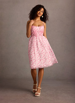 Kia Pink Floral Pleated Midi Dress image3