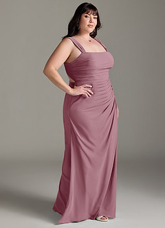 Azazie Jesaphine Bridesmaid Dresses Vintage Mauve Sheath Bow Chiffon Dress image10