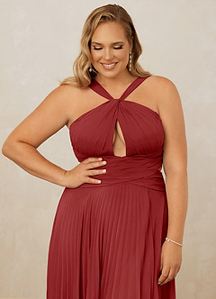 Christian Siriano Bridal for Azazie 1009 Bridesmaid Dresses Rust A-Line Pleated Chiffon Dress image13