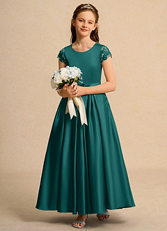 Azazie Bunny Girls Formal Flower Girl Dresses Peacock Ball-Gown Lace Dress image3
