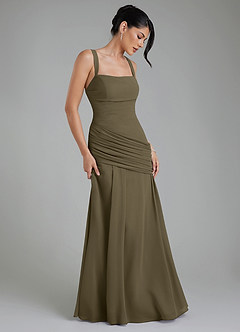 Azazie Toya Bridesmaid Dresses Willow Green A-Line Corset Chiffon Dress image5
