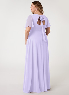 Azazie Kimber Bridesmaid Dresses Lilac A-Line Flounce Sleeve Chiffon Dress image3