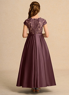 Azazie Bunny Girls Formal Robe Demoiselle D'honneur Fillette Robe Robe de bal en Dentelle Sangria image2