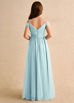 Azazie Yuna Girls Formal Abiti da Ragazza di Fiori Abito A-Line in Tulle Spalle Scoperte Sea Glass image2