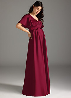 Azazie Verna Abiti da damigella d'onore premaman Abito A-Line Increspato Raso Elasticizzato Floor-Length image6