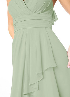 Azazie Aviv Bridesmaid Dresses Dusty Sage A-Line Pleated Chiffon Dress image4