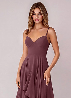 Azazie Zaina Bridesmaid Dresses Sangria A-Line Chiffon Dress image2