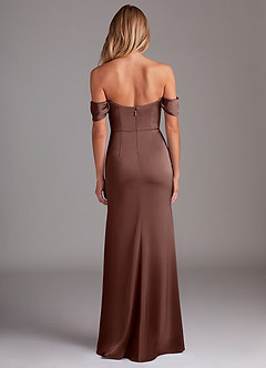 Azazie Saige Vestidos de damas de honor Vestido de Expresado de Satén Elástico de Corte Recto con Vestidos sin tirantes image10