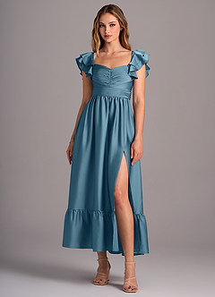 Azazie Anaya Robes de demoiselle d'honneur Robe Trapèze Convertible en Satin extensible Encolure en Forme de Cœur Bermude image1