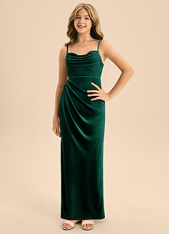 Azazie Mai Junior Emerald A-Line Sweetheart Neckline Velvet Dress image3