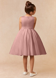 Azazie Coco Flower Girl Dresses Rose Gold A-Line Bow Matte Satin Dress image4