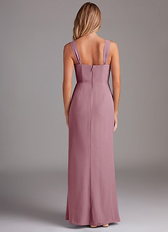 Azazie Denice Bridesmaid Dresses Vintage Mauve Sheath Pleated Chiffon Dress image2
