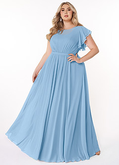 Azazie Daphne Modest Bridesmaid Dresses A-Line Ruffled Chiffon Floor-Length Dress image6