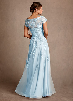 Azazie Jalinda Mother of the Bride Dresses Sky Blue A-Line Lace Chiffon Dress image2