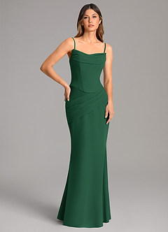Azazie Sorrel Bridesmaid Dresses Dark Green Mermaid Corset Chiffon Dress image2