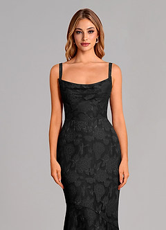 Azazie Aubrey 신부 들러리 드레스 인어 절하다 플로럴 번아웃 바닥 길이 드레스 image6