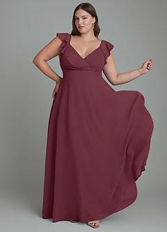 Azazie Leilani Bridesmaid Dresses Cabernet A-Line Pleated Chiffon Dress image3