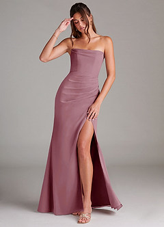 Azazie Leonis Bridesmaid Dresses Vintage Mauve Sheath Strapless Chiffon Convertible Dress image1