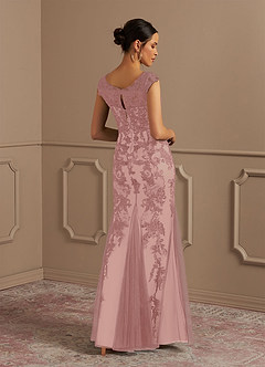 Azazie Melena Mother of the Bride Dresses Dusty Rose Champagne Mermaid Lace Tulle Dress image5