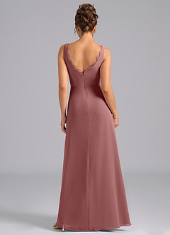 Azazie Bernice Brautjungfernkleider A-Linie Plissee Chiffon Kleid Wüstenrose image2