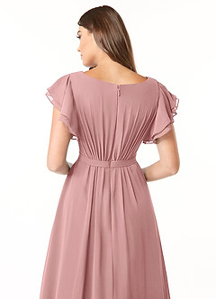 Azazie Daphne Modest Bridesmaid Dresses A-Line Ruffled Chiffon Floor-Length Dress image9
