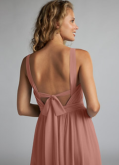 Azazie Aziza Bridesmaid Dresses Cedar Rose A-Line V-Neck Pleated Chiffon Dress image6