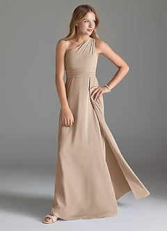 Azazie Dallas Junior Linia A Pofałdowany Szyfon Długość podłogi Młodsza druhna Sukienka image3