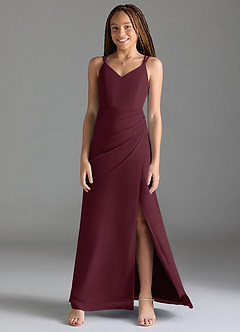 Azazie Leo Junior Cabernet Mermaid Pleated Chiffon Dress image1