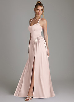 Azazie Francis 신부 들러리 드레스 A라인 코르셋 스트레치 새틴 바닥 길이 드레스 image6